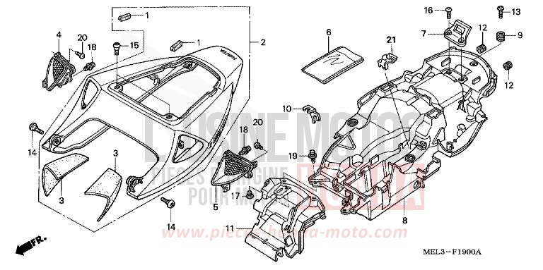 MOULURE DE SIEGE (CBR1000RR4/5) von CBR1000RR "Fireblade" WINNING RED (R258BB) von 2004